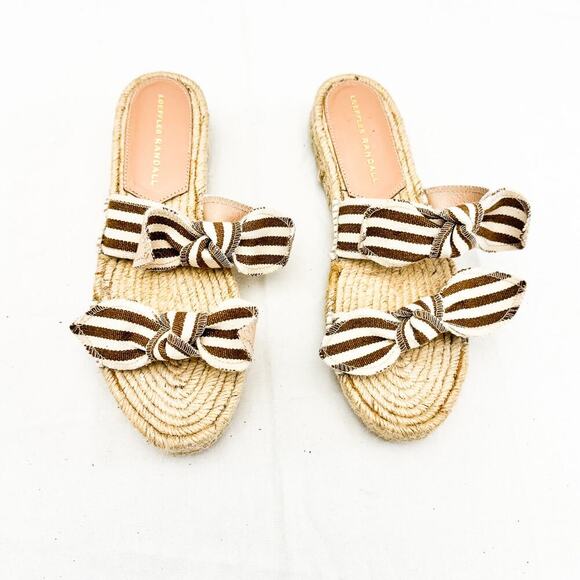Loeffler Randal Daisy Two Bow Espadrille Platform Sandal Banded Sandal Size 37 - Picture 1 of 5